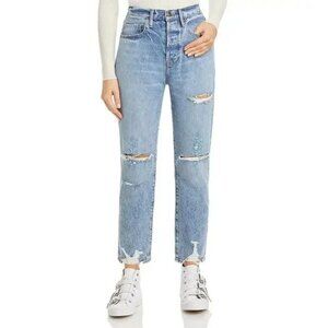 NWOT Frame Le Original High Rise Button Fly Distressed Jeans Cascade Rips 25